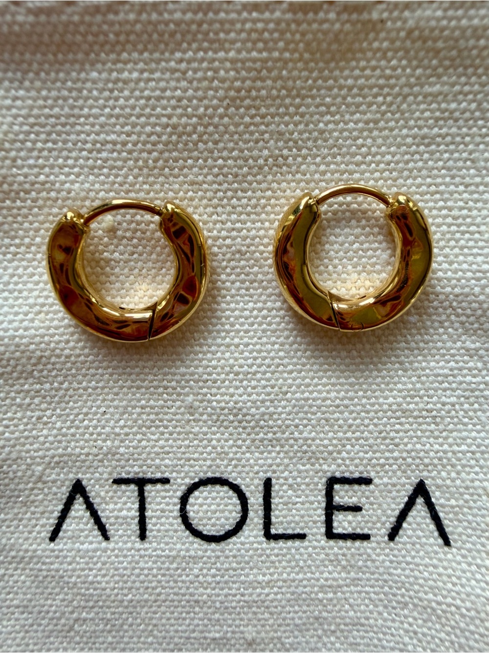 Atolea Gold Chunky Organic Hoop Earrings Jewelry Hypoallergenic lead free NEW